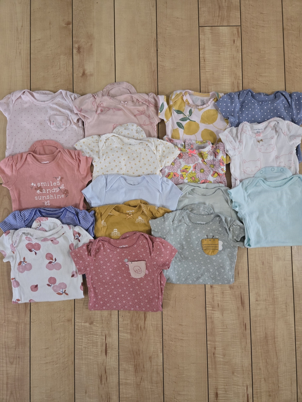 Carter's Assorted Short-Sleeve Baby Bodysuits - Pink, Yellow, Blue, Green, White